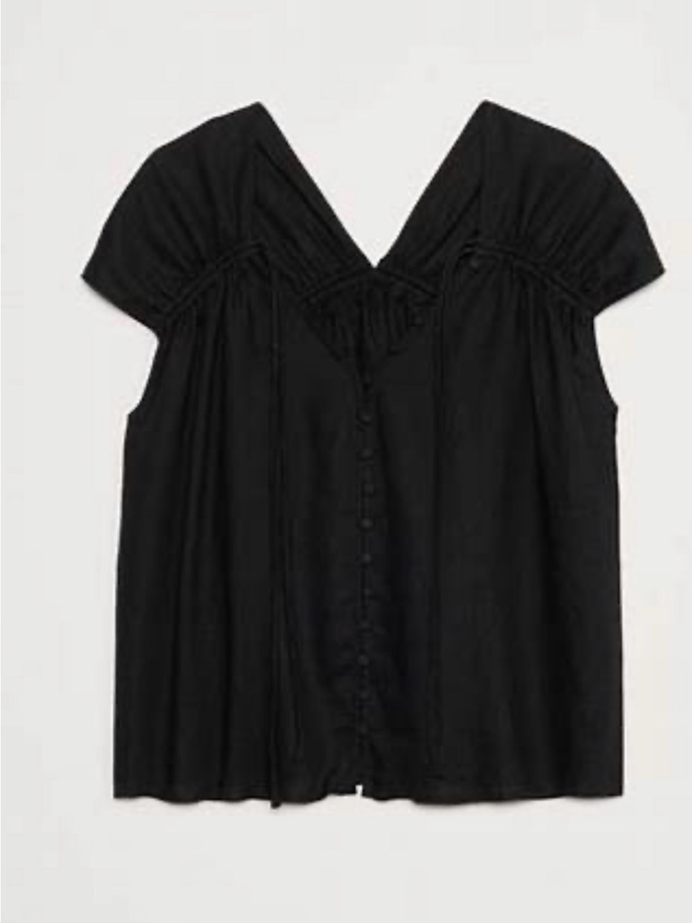 Banana Republic Oversized Linen Button Front Drawstring Top.Large. Black NWT
